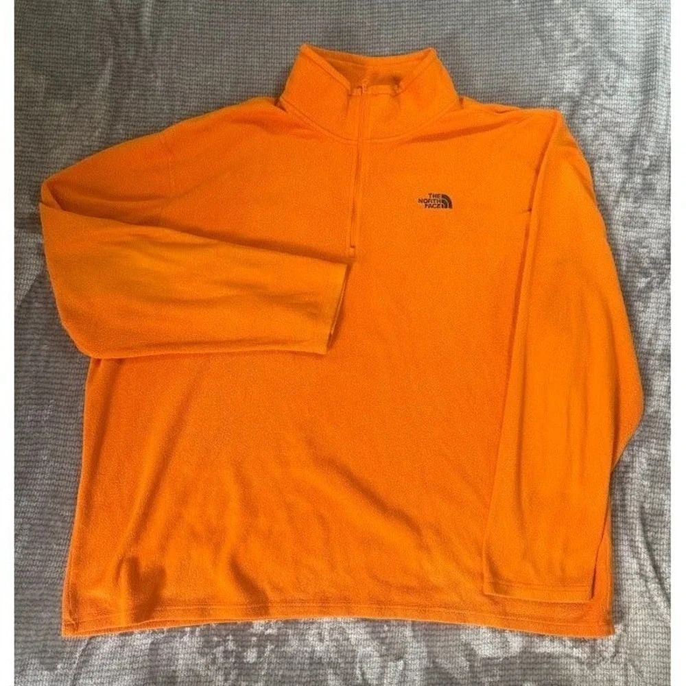 The North Face Mens Orange Quarter Zip Fleece Pullover Jacket Mock Neck XXL.‎